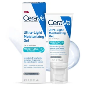 Gel Hidratante Facial Ultra-Leve CeraVe com Ceramidas, Niacinamida e Ácido Hialurônico, Sem Óleo e Sem Fragrância, 1.75 FL Oz